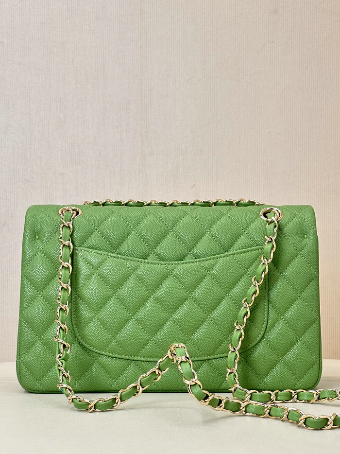 Medium Chanel Grained Calfskin Flap Bag A01112 Green