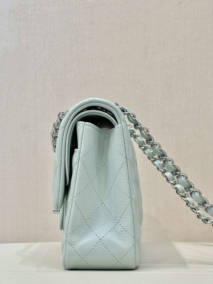 Medium Chanel Grained Calfskin Flap Bag A01112 Light Blue