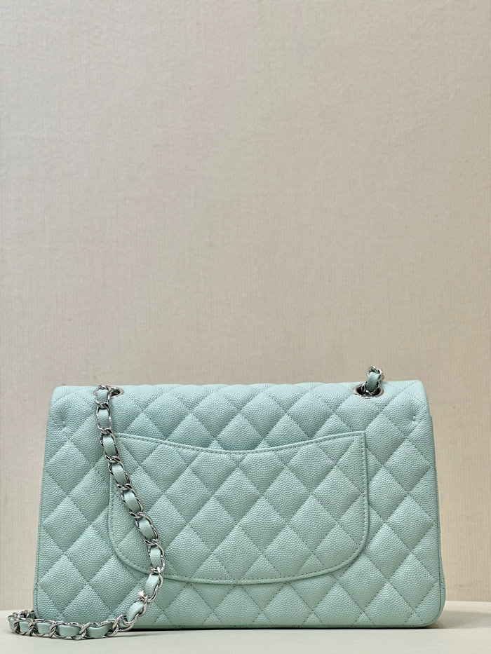 Medium Chanel Grained Calfskin Flap Bag A01112 Light Blue