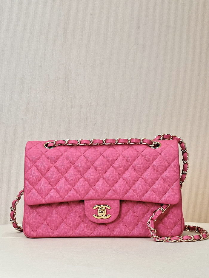 Medium Chanel Grained Calfskin Flap Bag A01112 Peach