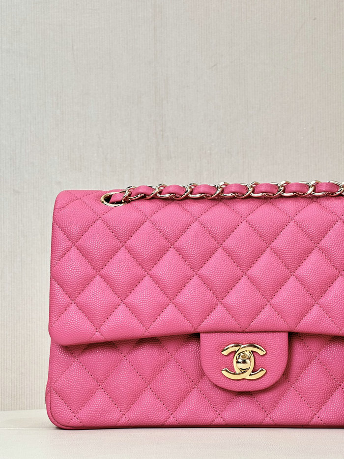 Medium Chanel Grained Calfskin Flap Bag A01112 Peach