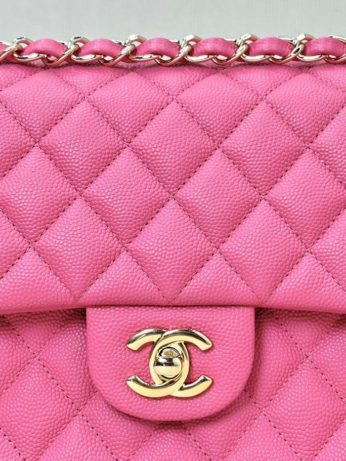 Medium Chanel Grained Calfskin Flap Bag A01112 Peach