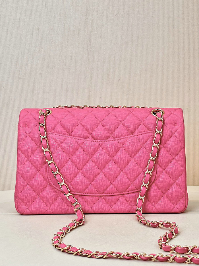 Medium Chanel Grained Calfskin Flap Bag A01112 Peach