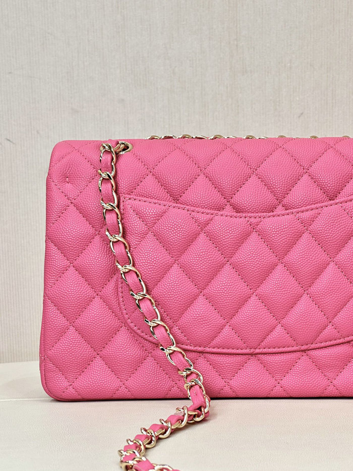 Medium Chanel Grained Calfskin Flap Bag A01112 Peach