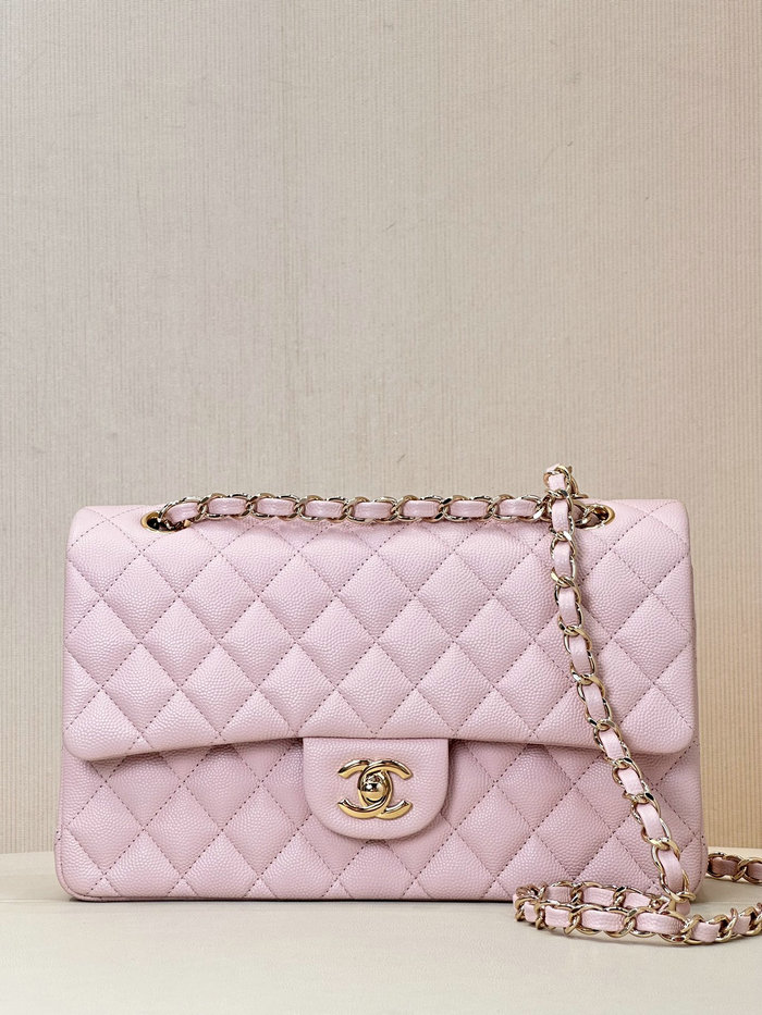 Medium Chanel Grained Calfskin Flap Bag A01112 Pink