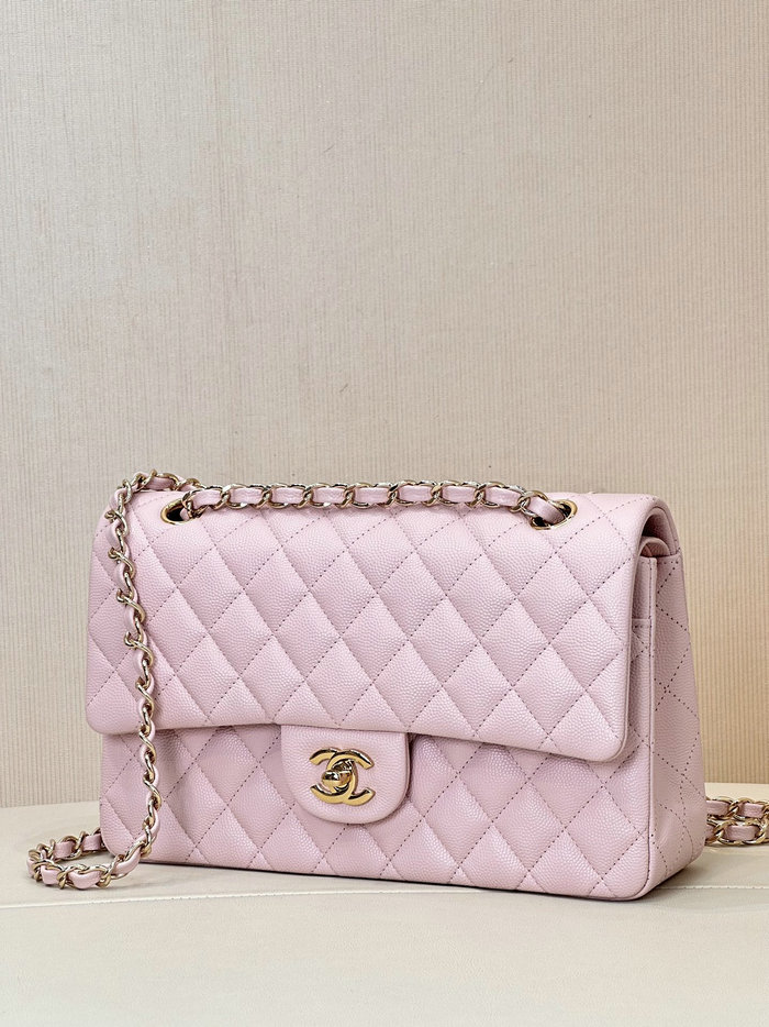 Medium Chanel Grained Calfskin Flap Bag A01112 Pink