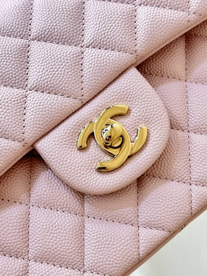 Medium Chanel Grained Calfskin Flap Bag A01112 Pink