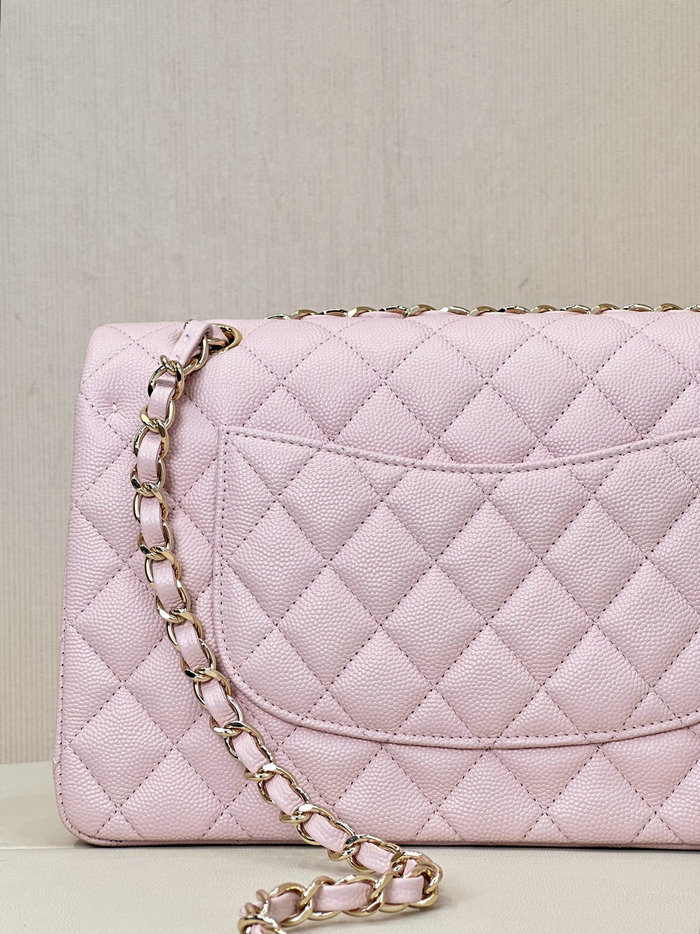 Medium Chanel Grained Calfskin Flap Bag A01112 Pink