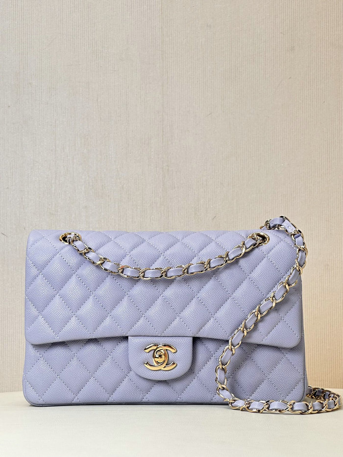 Medium Chanel Grained Calfskin Flap Bag A01112 Purple