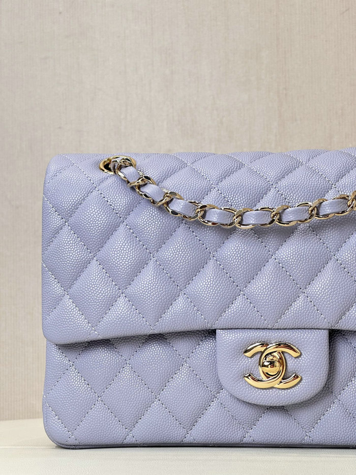 Medium Chanel Grained Calfskin Flap Bag A01112 Purple