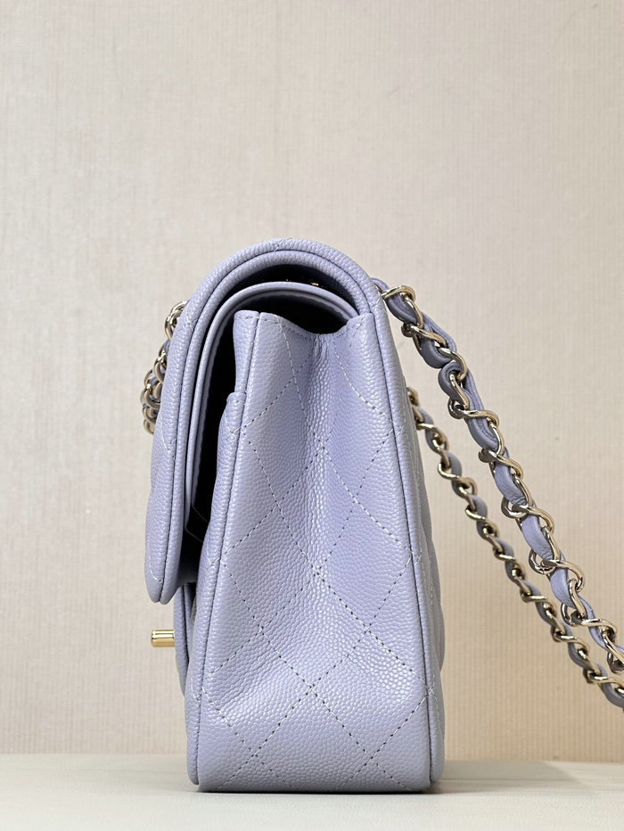 Medium Chanel Grained Calfskin Flap Bag A01112 Purple