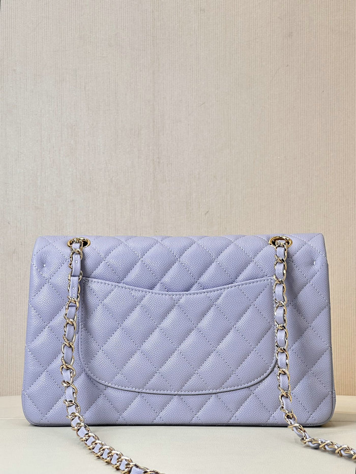 Medium Chanel Grained Calfskin Flap Bag A01112 Purple