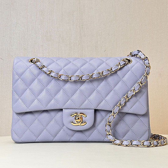 Medium Chanel Grained Calfskin Flap Bag A01112 Purple