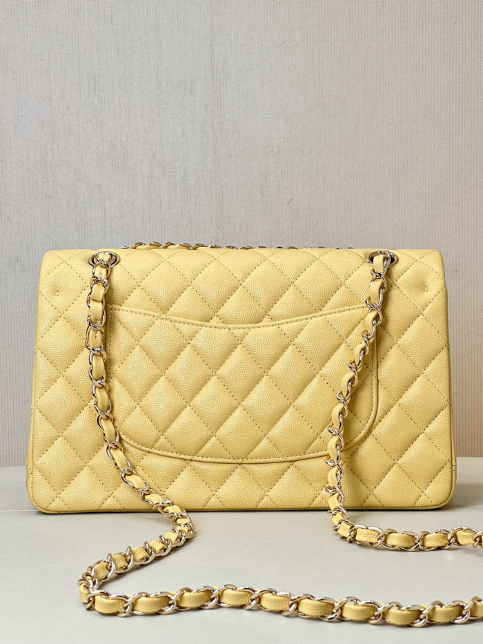 Medium Chanel Grained Calfskin Flap Bag A01112 Yellow