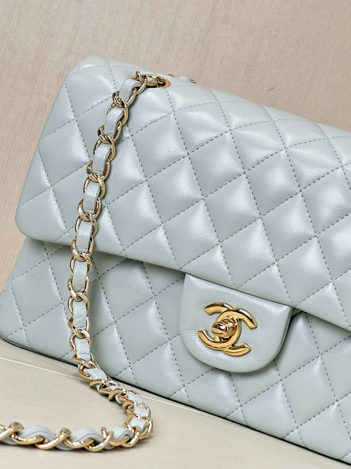 Medium Chanel Lambskin Flap Bag A01112 Light Blue