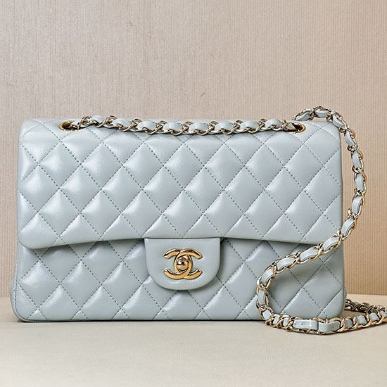 Medium Chanel Lambskin Flap Bag A01112 Light Blue