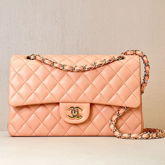 Medium Chanel Lambskin Flap Bag A01112 Nude