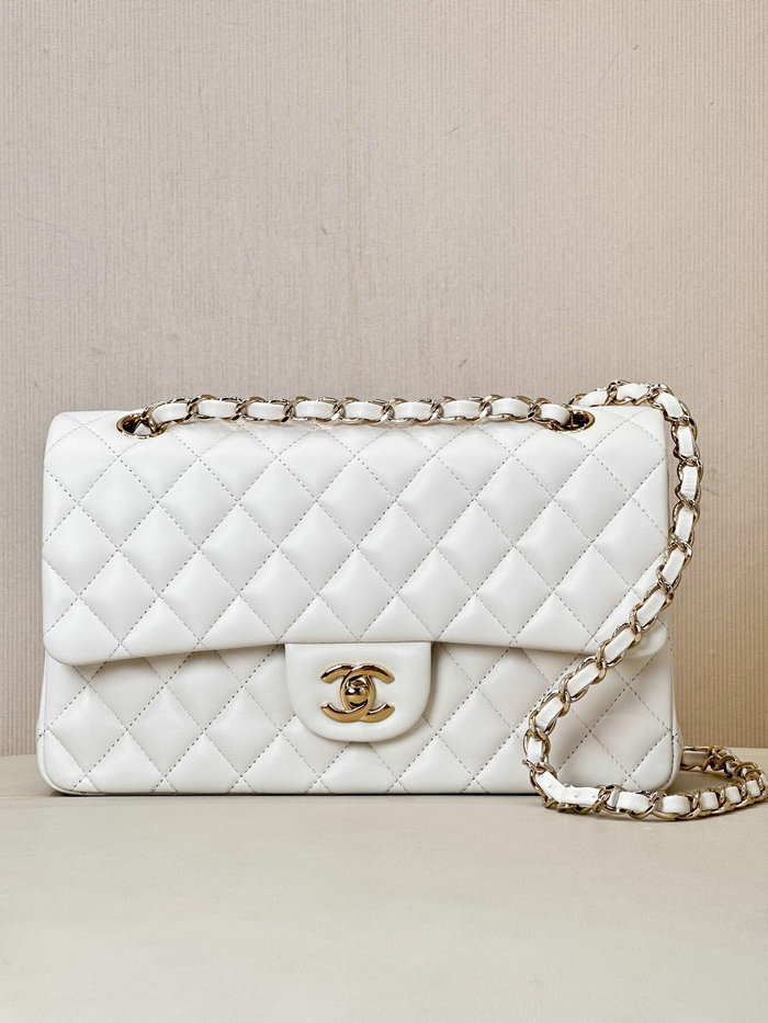 Medium Chanel Lambskin Flap Bag A01112 White