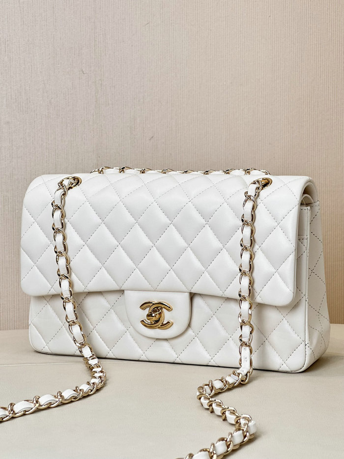 Medium Chanel Lambskin Flap Bag A01112 White