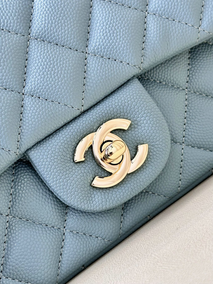 Small Chanel Grained Calfskin Flap Bag A01116 Blue