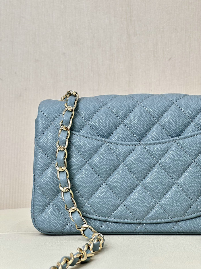 Small Chanel Grained Calfskin Flap Bag A01116 Blue