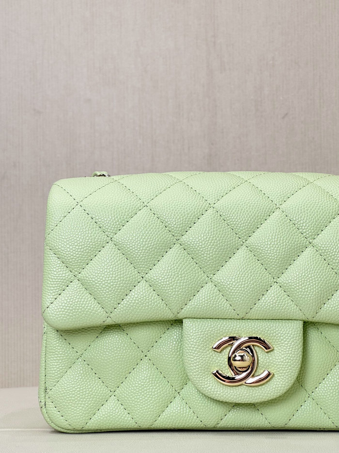 Small Chanel Grained Calfskin Flap Bag A01116 Green