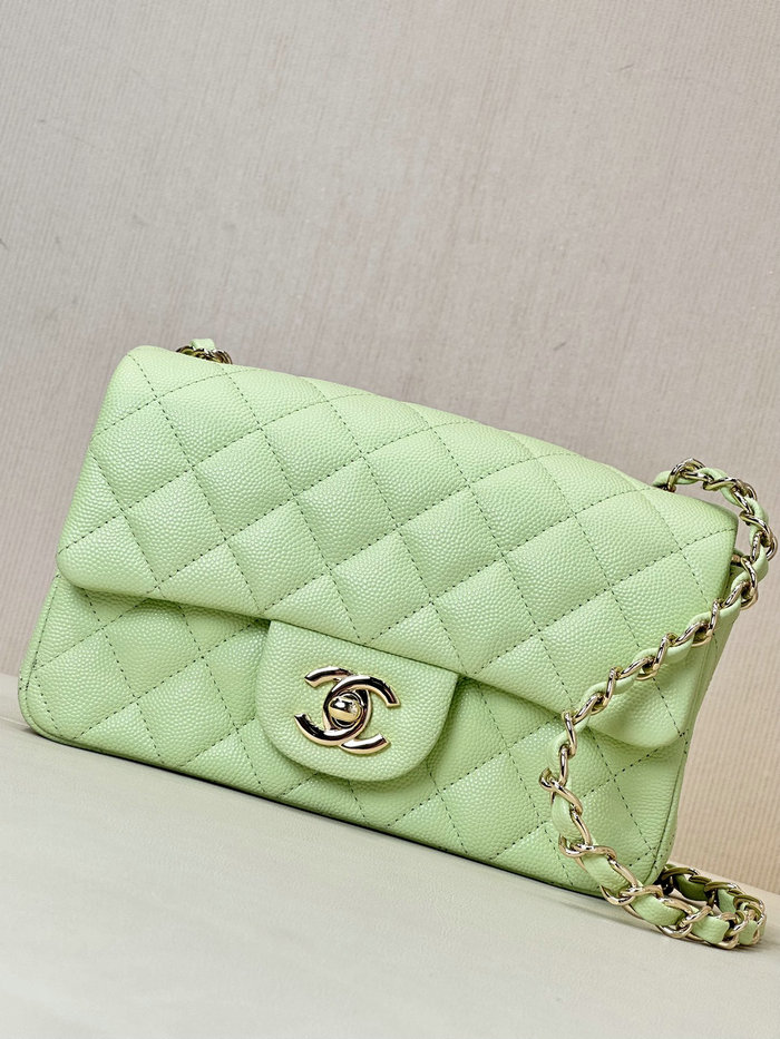 Small Chanel Grained Calfskin Flap Bag A01116 Green