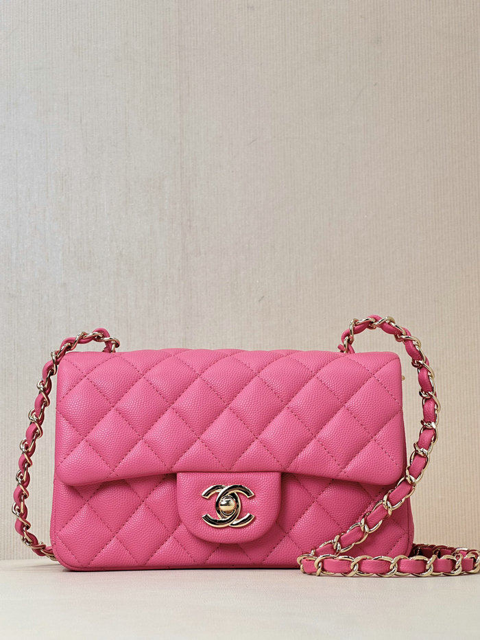 Small Chanel Grained Calfskin Flap Bag A01116 Peach