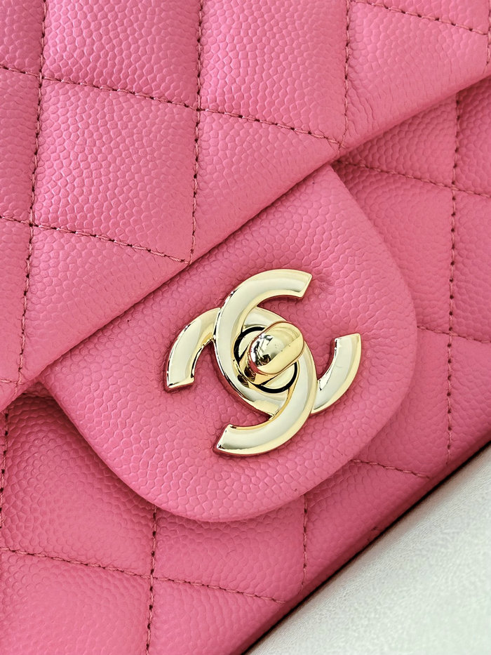 Small Chanel Grained Calfskin Flap Bag A01116 Peach