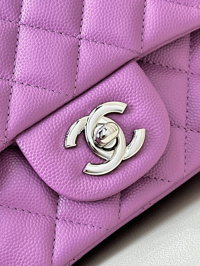 Small Chanel Grained Calfskin Flap Bag A01116 Purple