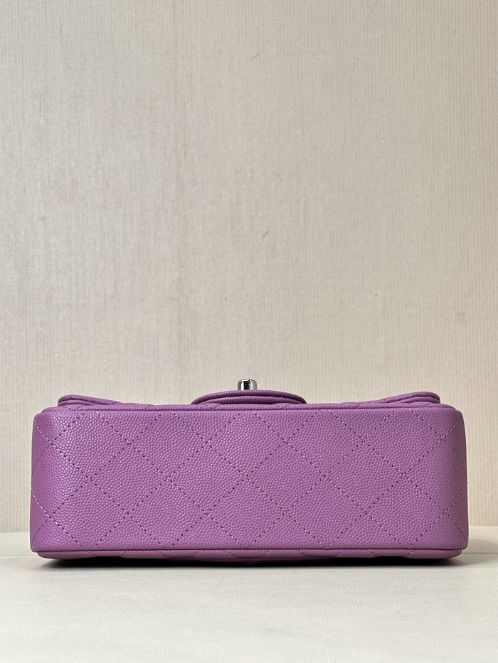 Small Chanel Grained Calfskin Flap Bag A01116 Purple