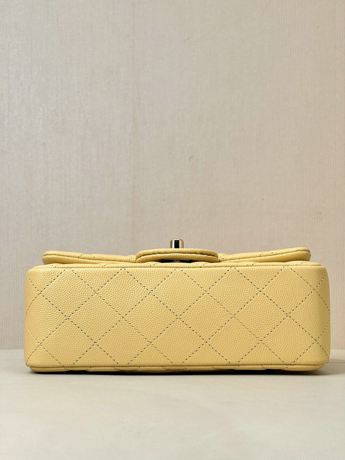 Small Chanel Grained Calfskin Flap Bag A01116 Yellow