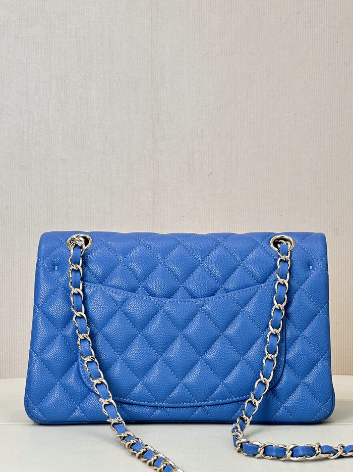 Small Chanel Grained Calfskin Flap Bag A01117 Blue