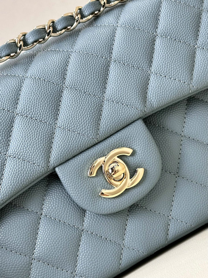 Small Chanel Grained Calfskin Flap Bag A01117 Blue