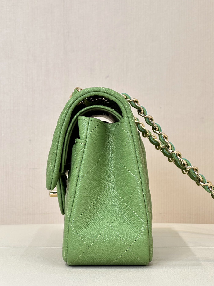 Small Chanel Grained Calfskin Flap Bag A01117 Green