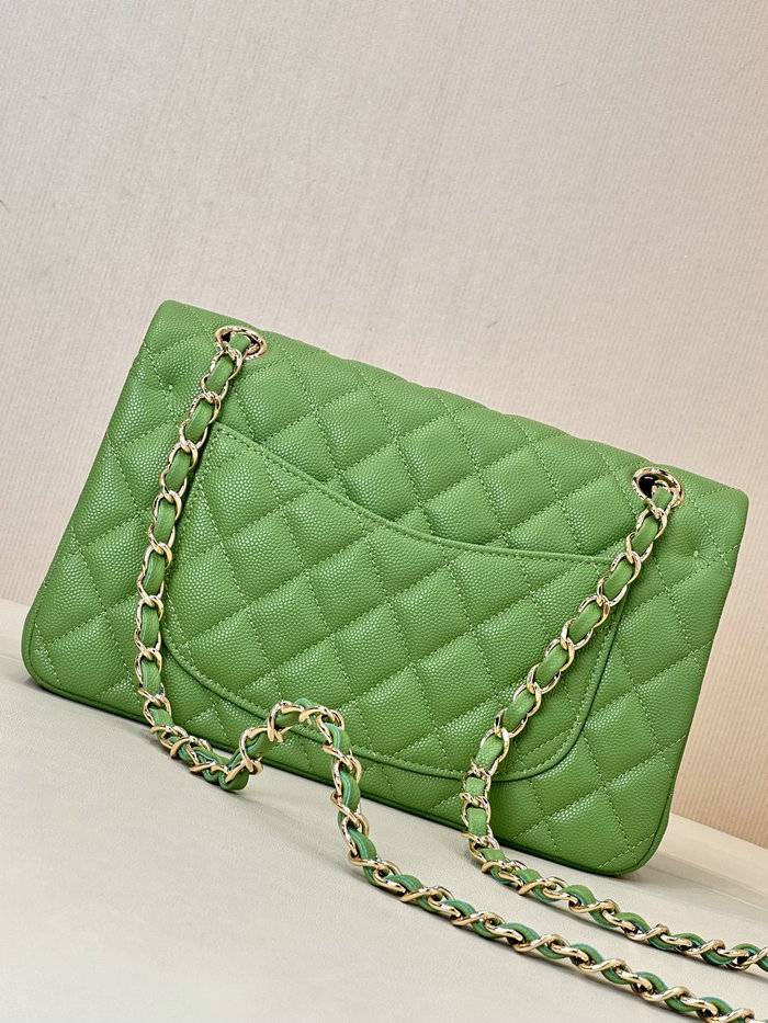 Small Chanel Grained Calfskin Flap Bag A01117 Green