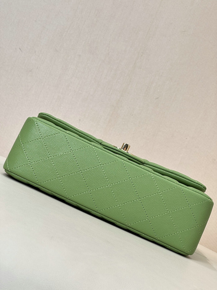 Small Chanel Grained Calfskin Flap Bag A01117 Green