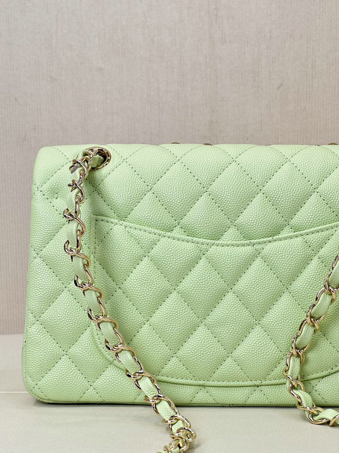 Small Chanel Grained Calfskin Flap Bag A01117 Light Green