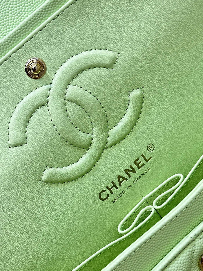 Small Chanel Grained Calfskin Flap Bag A01117 Mint Green