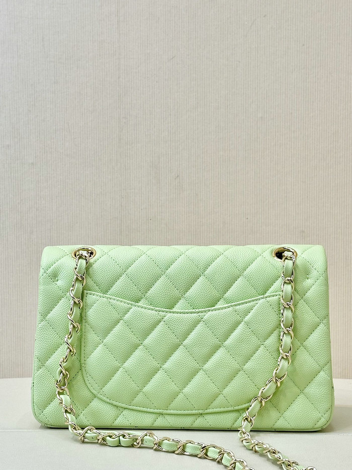 Small Chanel Grained Calfskin Flap Bag A01117 Mint Green