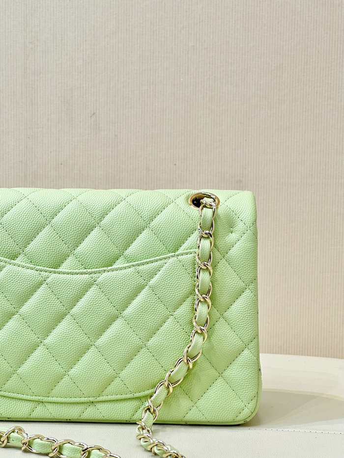 Small Chanel Grained Calfskin Flap Bag A01117 Mint Green