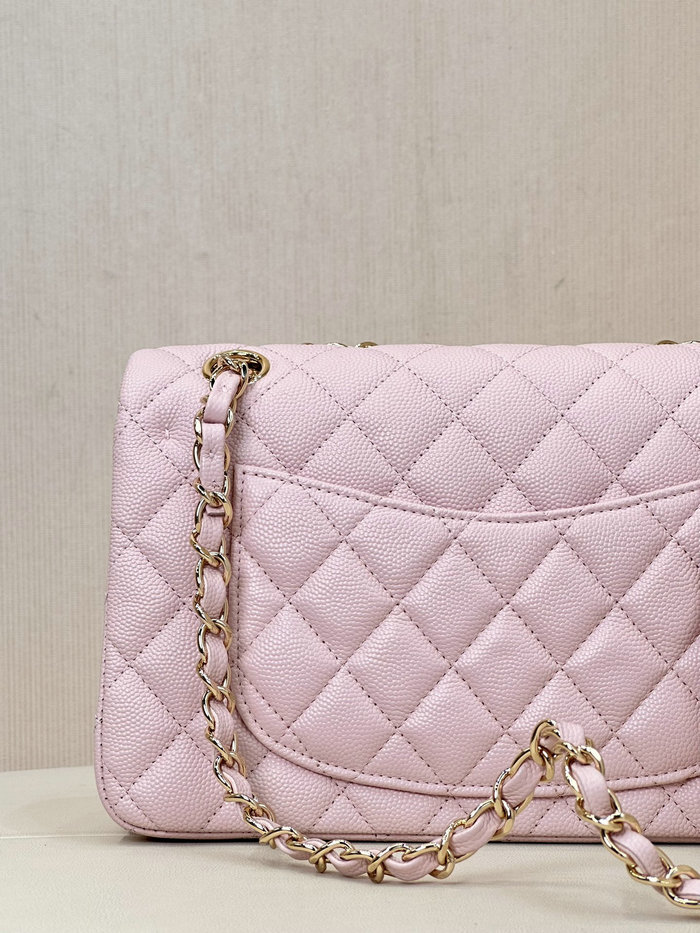 Small Chanel Grained Calfskin Flap Bag A01117 Pink