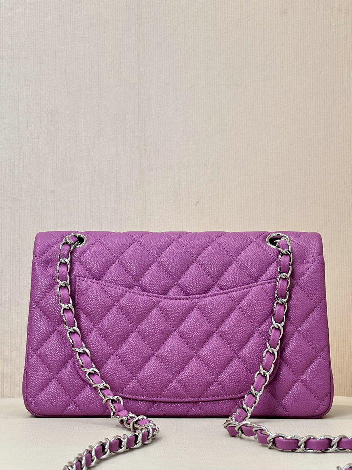 Small Chanel Grained Calfskin Flap Bag A01117 Purple