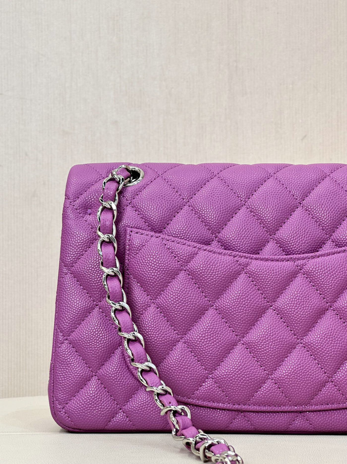 Small Chanel Grained Calfskin Flap Bag A01117 Purple