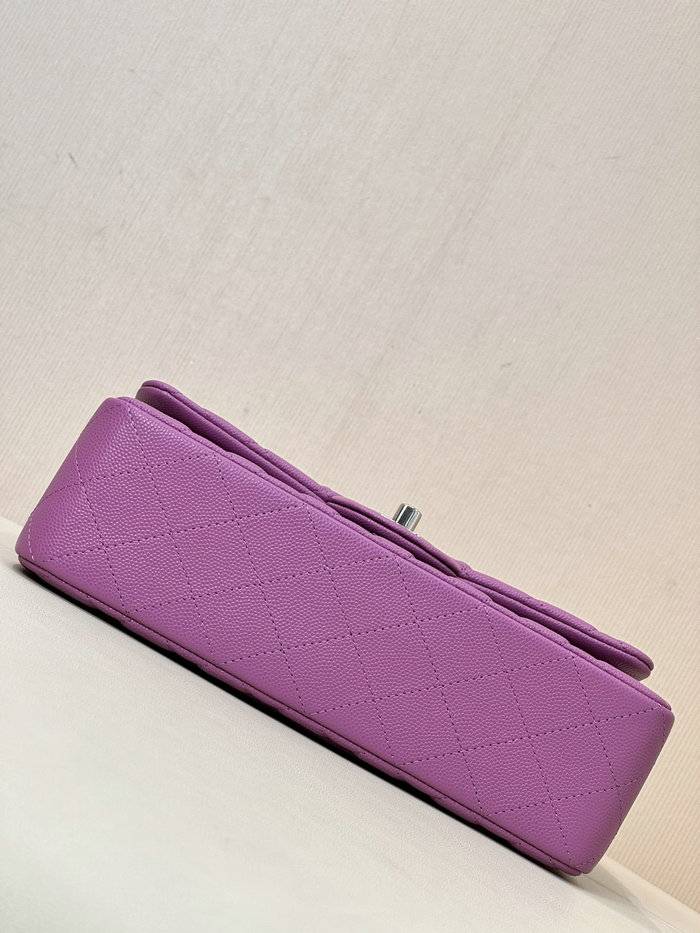 Small Chanel Grained Calfskin Flap Bag A01117 Purple