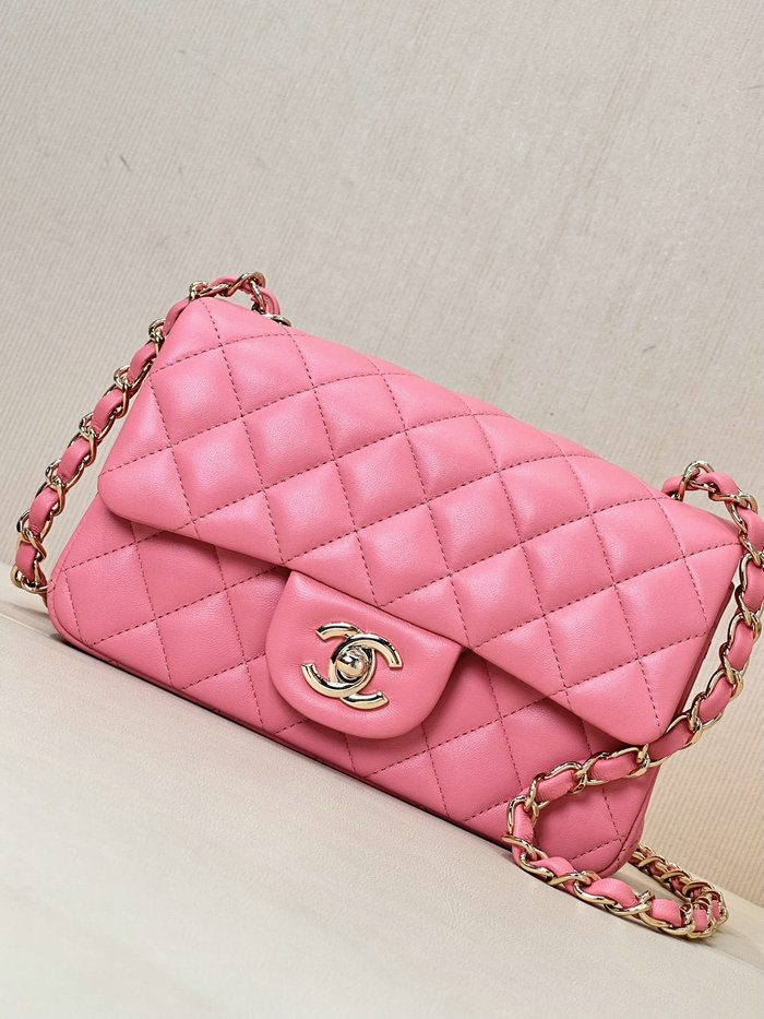 Small Chanel Lambskin Flap Bag A01116 Peach