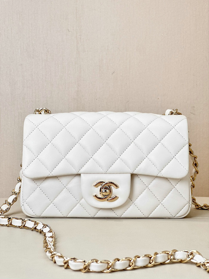 Small Chanel Lambskin Flap Bag A01116 White