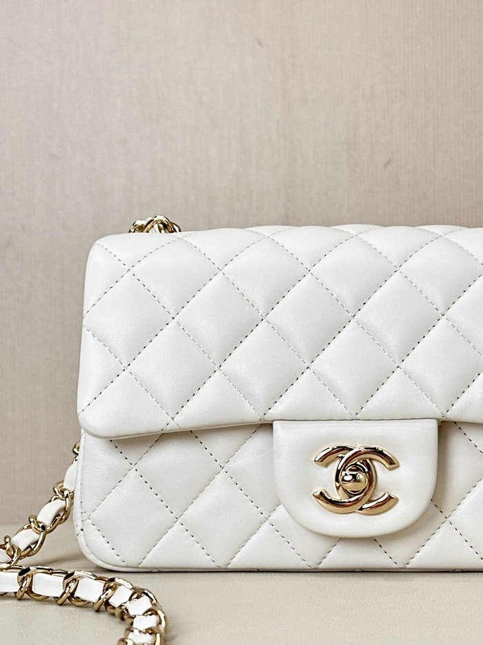 Small Chanel Lambskin Flap Bag A01116 White