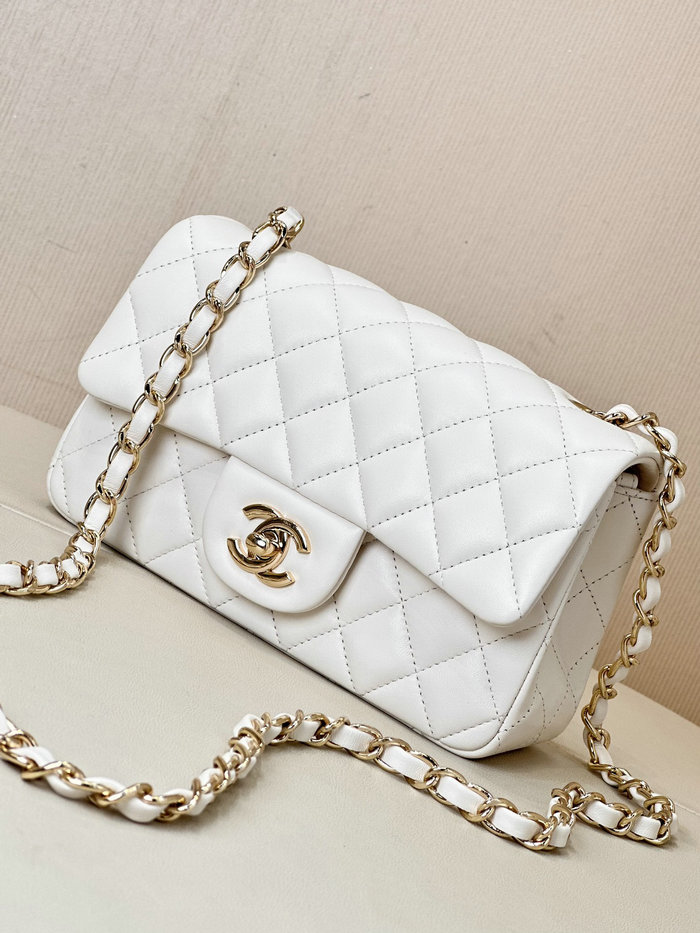 Small Chanel Lambskin Flap Bag A01116 White