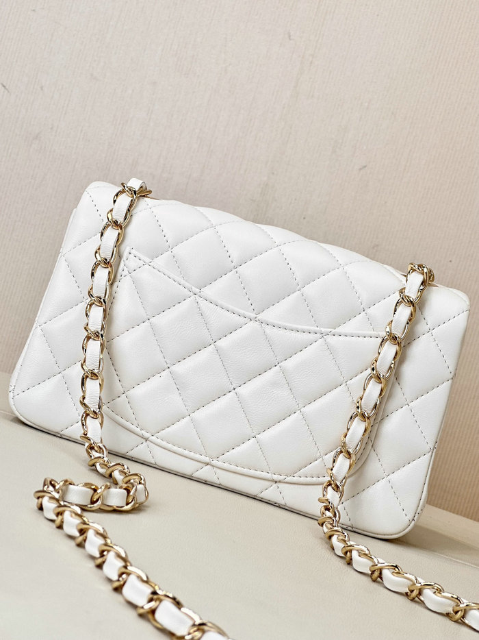 Small Chanel Lambskin Flap Bag A01116 White